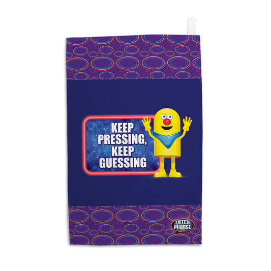 Keep Pressing, Keep Guessing Tea Towel