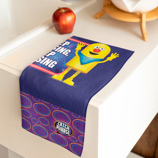 Keep Pressing, Keep Guessing Tea Towel